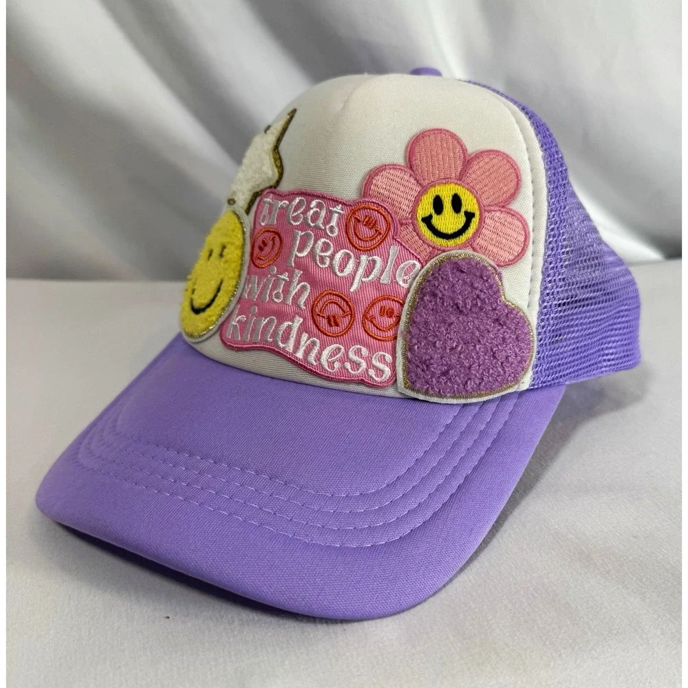 Girls Purple/White Mesh Trucker Hat 